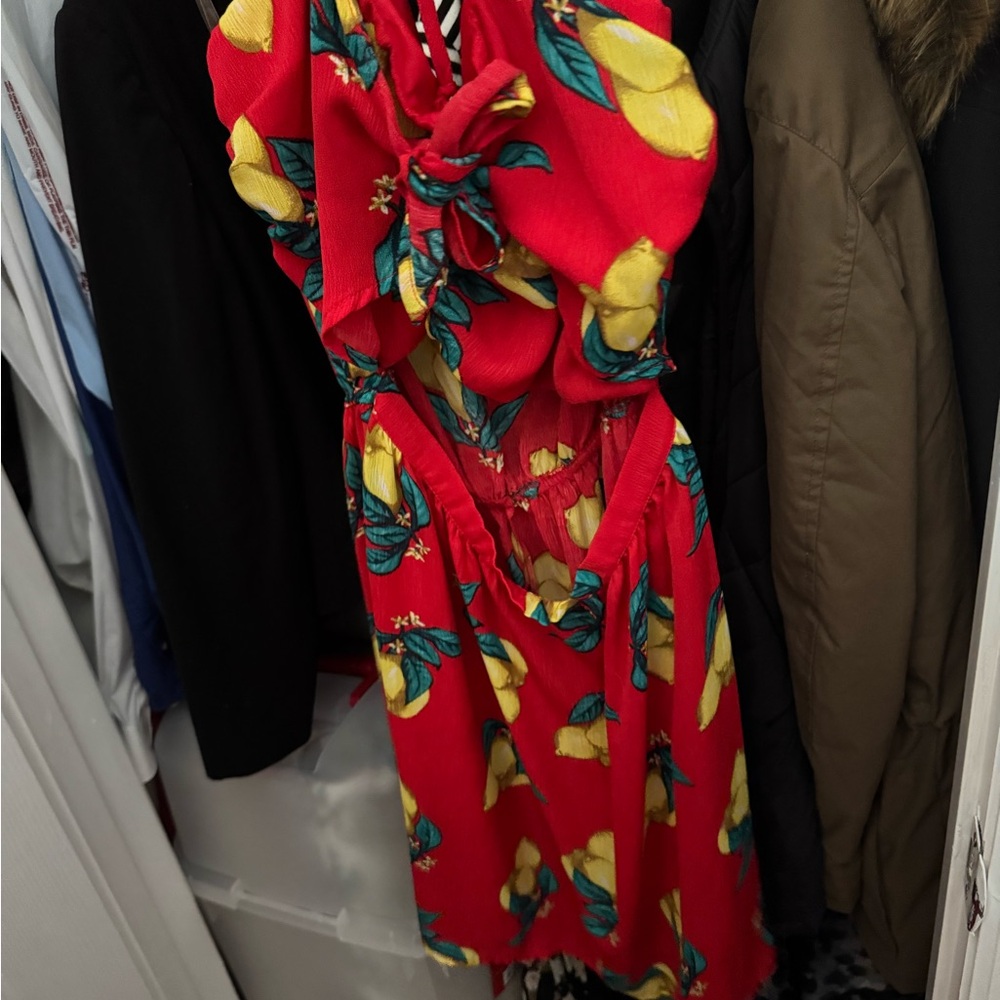 Charlotte Russe Red Yellow Halter Sundress